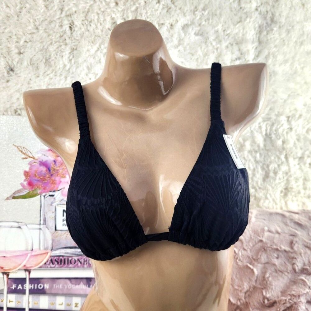 MEDIUM PINK Victoria's Secret Black Triangle Bikini Top